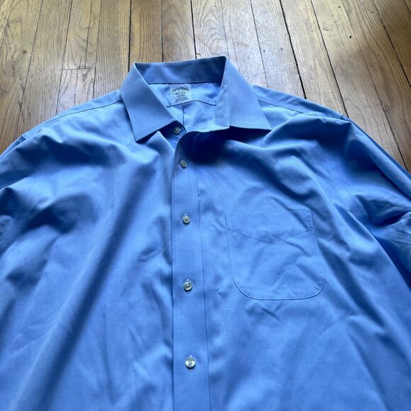 Brooks Brothers Size 17 34 Blue Regent Non Iron Supima Cotton Button Up Shirt - Picture 4 of 12